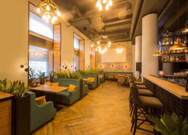 istock Romantic dining place with cozy interior in modern restaurant 2177971229