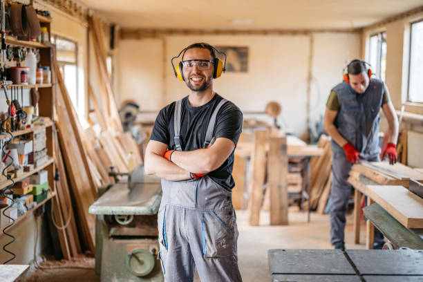 istock Young Male Carpenter In His Workshop 2177976667