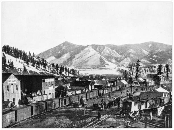 History and landmarks of USA: Railway train laden with ore, Creede, Colorado