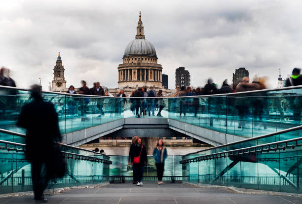 Millennium Bridge and Saint Paul Cathedral, in London.