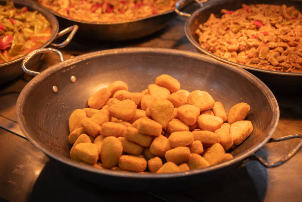 Chicken nuggets and varieties ready to be served at the buffet