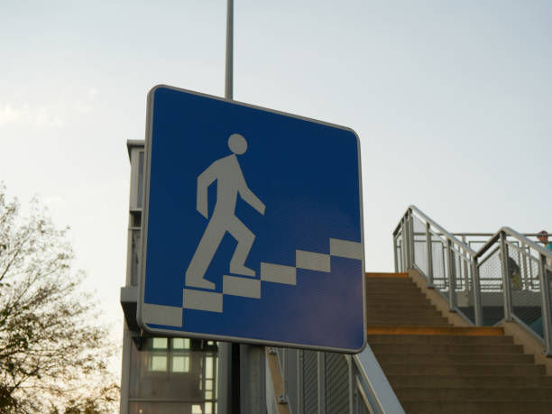istock Traffic sign for pedestrian overhead crossing 2177986350