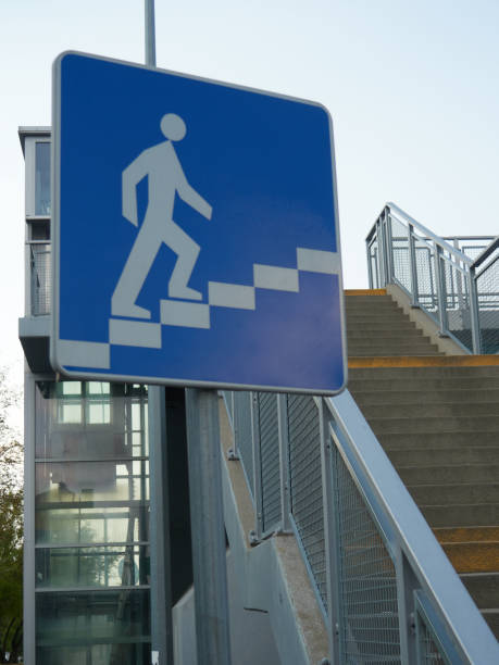 istock Traffic sign for pedestrian overhead crossing 2177986357