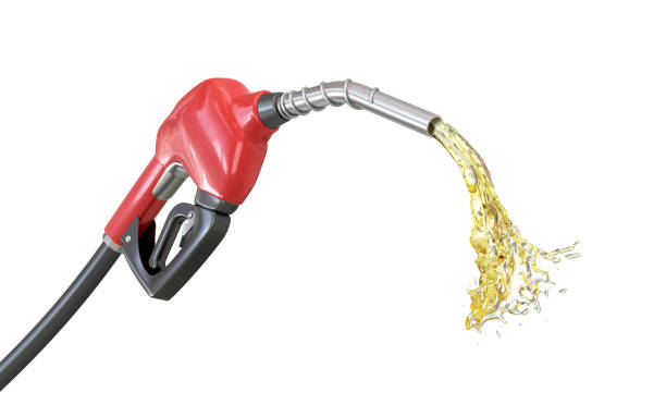 istock Red Gas Pump While Filling Gasoline, Object Clipping Path 2177989847