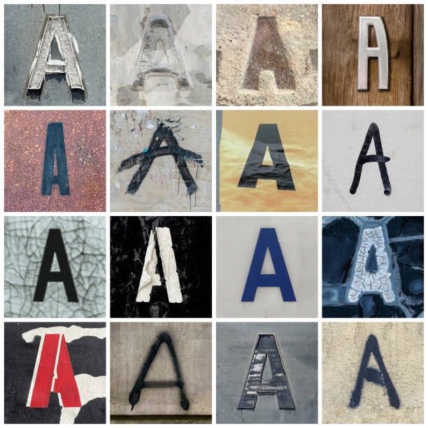 Collection of 16 san serif capital A letters taken on urban streets