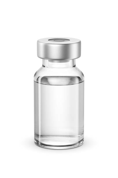 istock Clear glass 10R vial containing a colorless liquid isolated on white background. 3D rendering. 2177990582