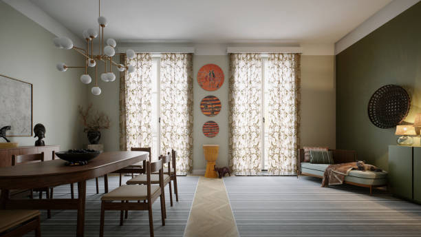istock Stylish Dining Room with Ethnic Decor Accents 2177997244