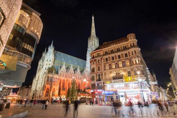 St. Stephan Cathedral in Christmas time,  motion blurred , Vienna