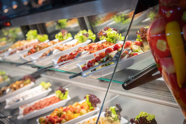 istock Ready-to-eat salad and garnish plates in the refrigerator 2178003850