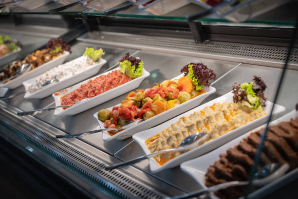 istock Ready-to-eat salad and garnish plates in the refrigerator 2178004802