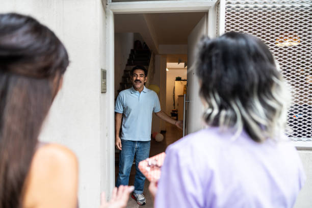 istock Mature man receiving visit at home 2178004992