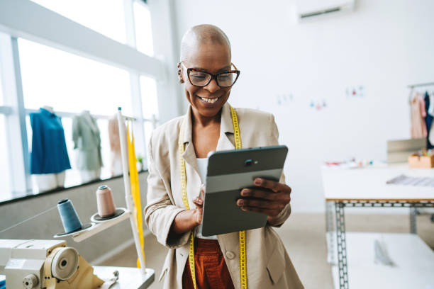 istock Portrait of a seamstress using a digital tablet 2178006609