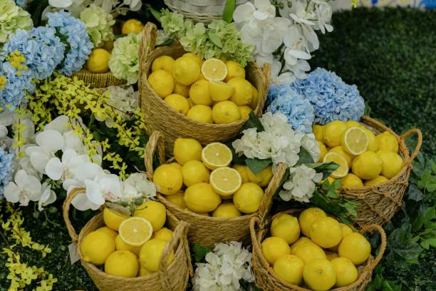 istock Baskets of lemons with vibrant flowers 2178015220