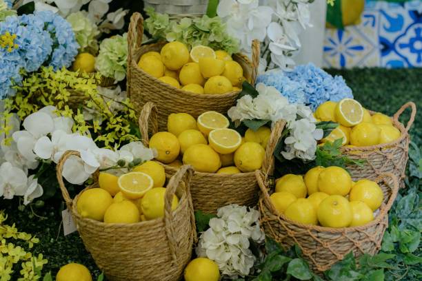 istock Baskets of lemons with vibrant flowers. 2178015433