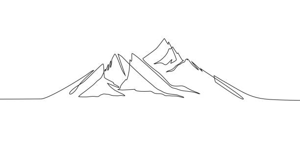 istock Minimalist abstract mountain contour in black and white. Stylish one line design. Landscape with mountain view for modern covers and wall prints. 2178015454