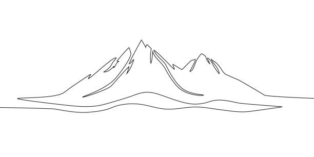 istock Minimalist mountain line. Hand drawn art wallpaper in black and white. Luxury landscape design for covers, invitations, and packaging. Simple landscape. 2178015457