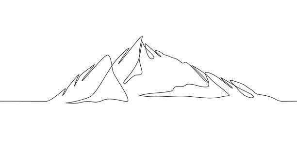 istock Elegant mountain line art background. Scenic black and white landscape design for fabric, prints, and wall art. Simple line drawing of one line mountain. 2178015500