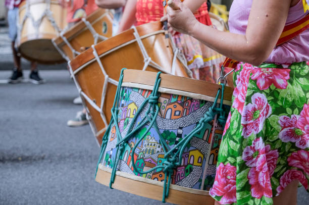 Recife, Pernambuco, Brazil: Maracatu group, celebrating the Sao Joao feast in  Alfredo  Lisboa street, Recife downtown.