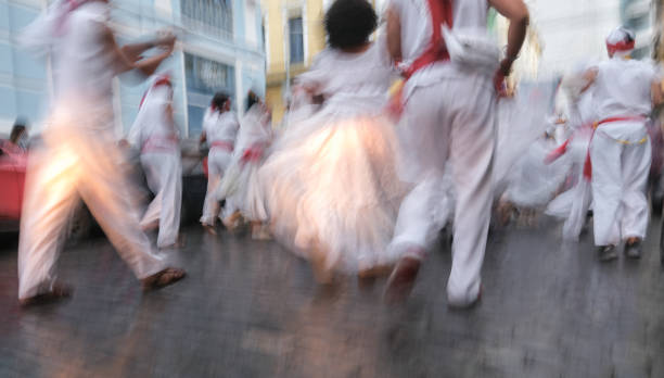 Recife, Pernambuco, Brazil:Abstract image of a religious profane procession, celebrating St. John's feast in Alfredo  Lisboa street, Recife downtown.