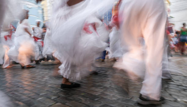 Recife, Pernambuco, Brazil:Abstract image of a religious profane procession, celebrating St. John's feast in Alfredo  Lisboa street, Recife downtown.