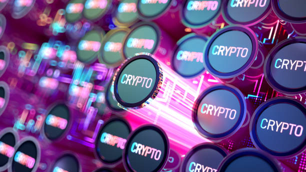 istock Crypto payments. Group of abstract cryptocurrency coins 2178020909