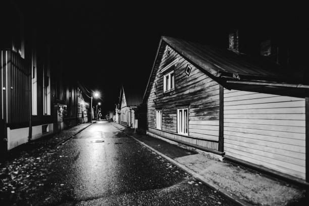 Old wooden buildings in Kassisaba district.Tallinn, Estonia.