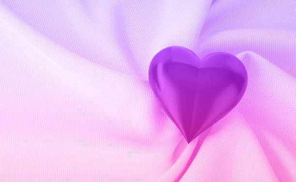 3d purple heart on soft cotton fabric