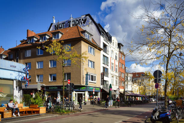 Cologne, Germany October 11 2024: autumn atmosphere in sunny weather on the lively venloerstrasse in cologne ehrenfeld