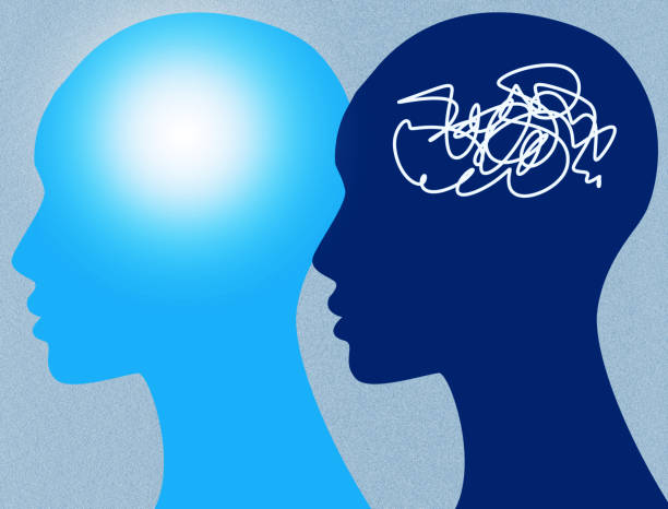 istock Contrast of Clarity and Chaos in Blue Head Silhouette 2178031130