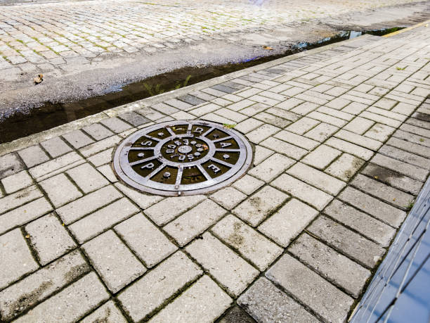 istock Iron manhole cover for access to the sewage 2178036797