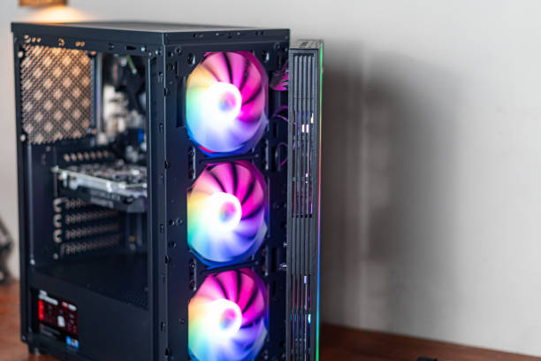 istock Sleek Gaming PC Case with RGB Fans 2178038627