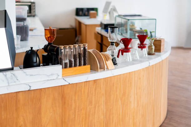 istock Modern Coffee Shop Counter with Brewing Equipment 2178039074
