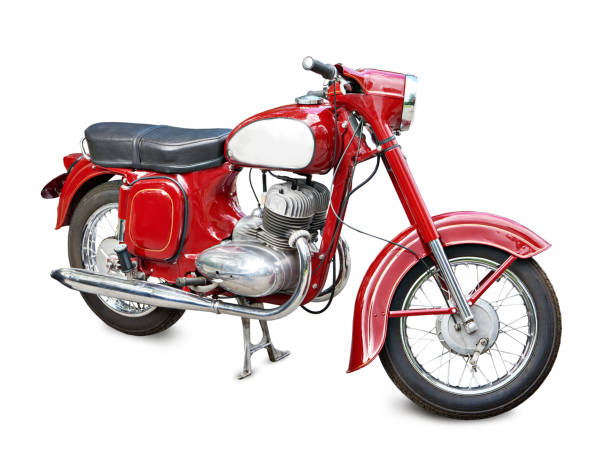 istock Retro red Motorcycle isolated on white 2178051427