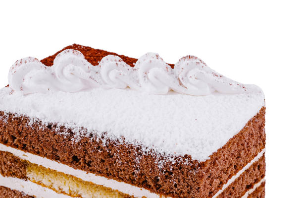 istock Delicious tiramisu cake with cream being isolated on white background 2178054135