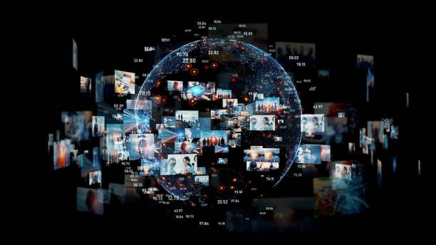 istock Digital contents concept. Social networking service. Streaming video. communication network. 2178054419