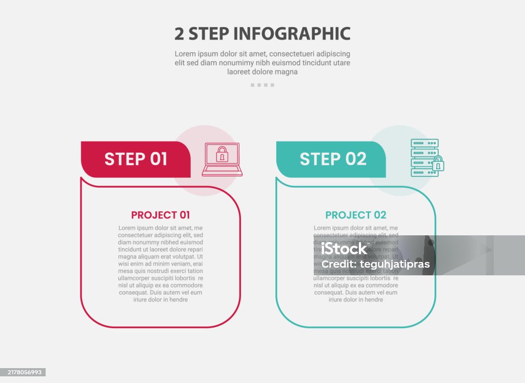 2 Points Template Infographic Outline Style With 2 Point Stage Or Step ...