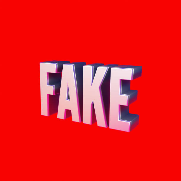 istock Fake 3d isolated on red background. fake message 3d render. 2178057207