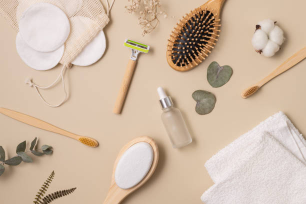 istock Eco-friendly beauty essentials arranged on a neutral background 2178058760
