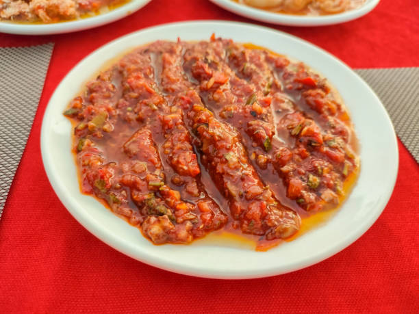 Traditional turkish meze appetizer dish servings at restaurant in mugla turkey