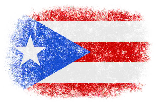 Grunge flag of Puerto Rico on white background.