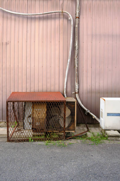 istock Old air conditioning unit on an outside wall 2178071265