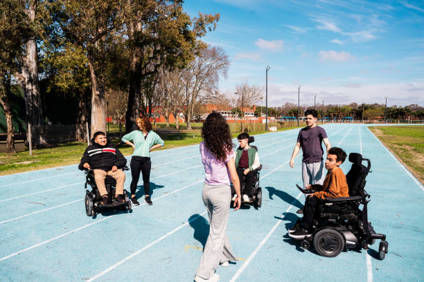 istock Friends talking on a race track in a public park 2178082765