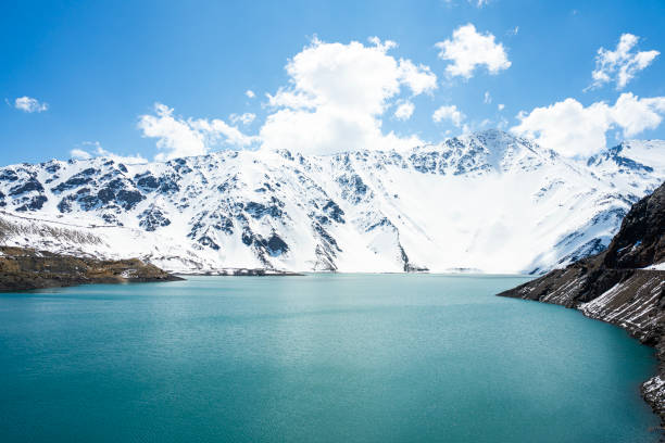 Aerial view of Rio Yeso Reservoir, Chile