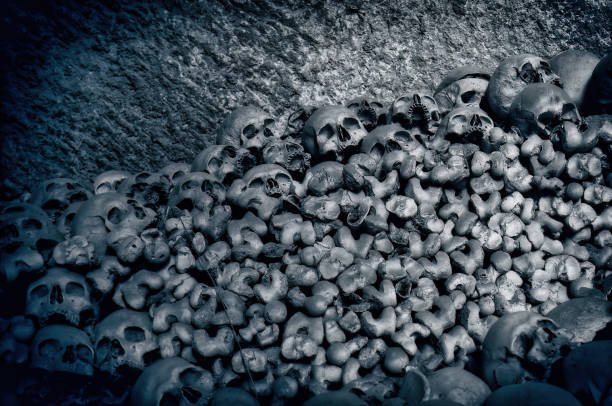 istock Pile of bones and skulls inside a cave 2178097923
