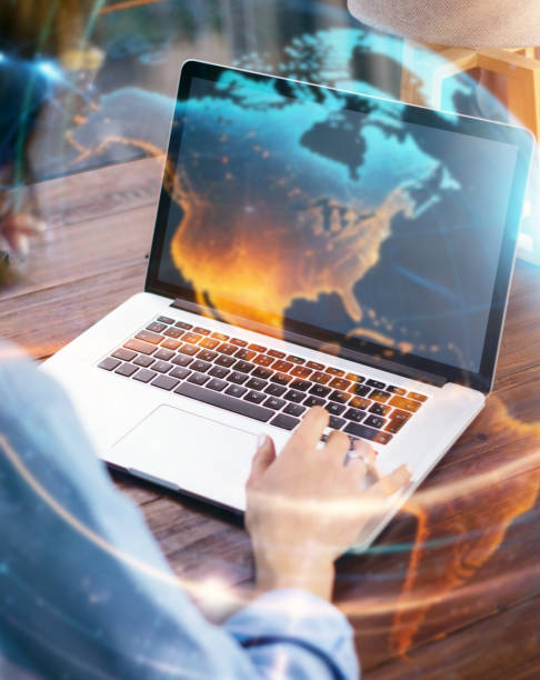 istock Young woman working with a laptop. Global networking 2178098684