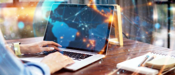 istock Young woman working with a laptop. Global networking 2178098685