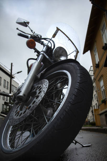istock Low angle view of motorcycle parked outdoors 2178098931