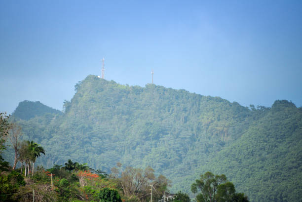 Saint George's Parish, Grenada: serrated hills covered in lush tropical forest, interior of the island.