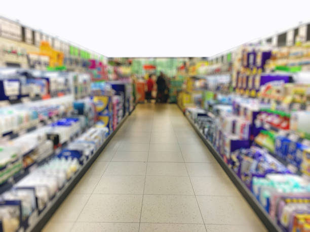 istock Supermarket shelf interior blurred background 2178102295