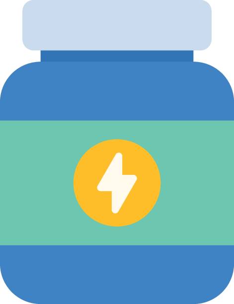 Protein Powder Icon Pull Up icon vector image. Can be used for Pilates. protein powder bottle stock illustrations